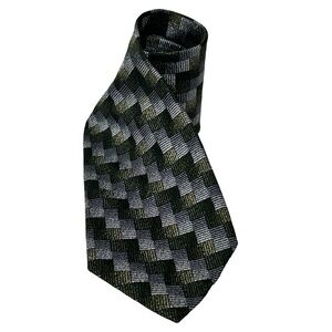 Ermenegildo Zegna Luxury Necktie Tie Vintage 100% Silk Ombre Cubed Pattern EUC